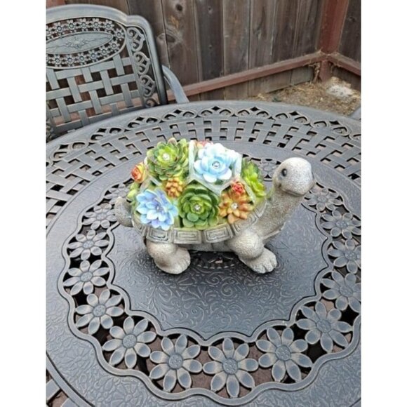 Upgraded 11.5 Inch Solar Garden Statues Turtle Figurine Lights with Succulent - Picture 1 of 2